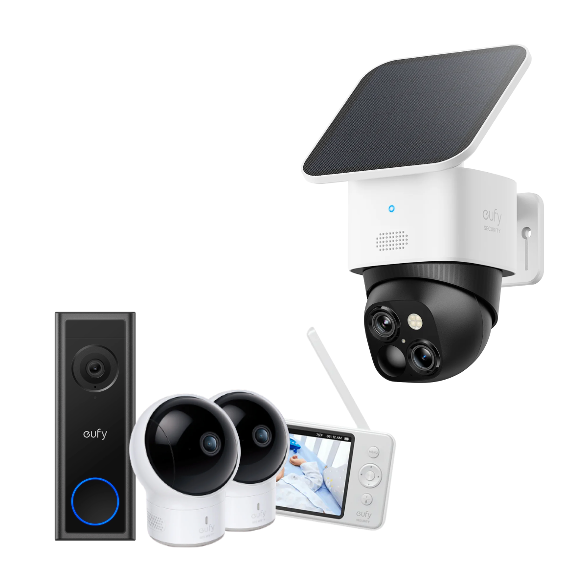 SoloCam S340 + eufy Security Videoportero C31 + Monitor para Bebés E110