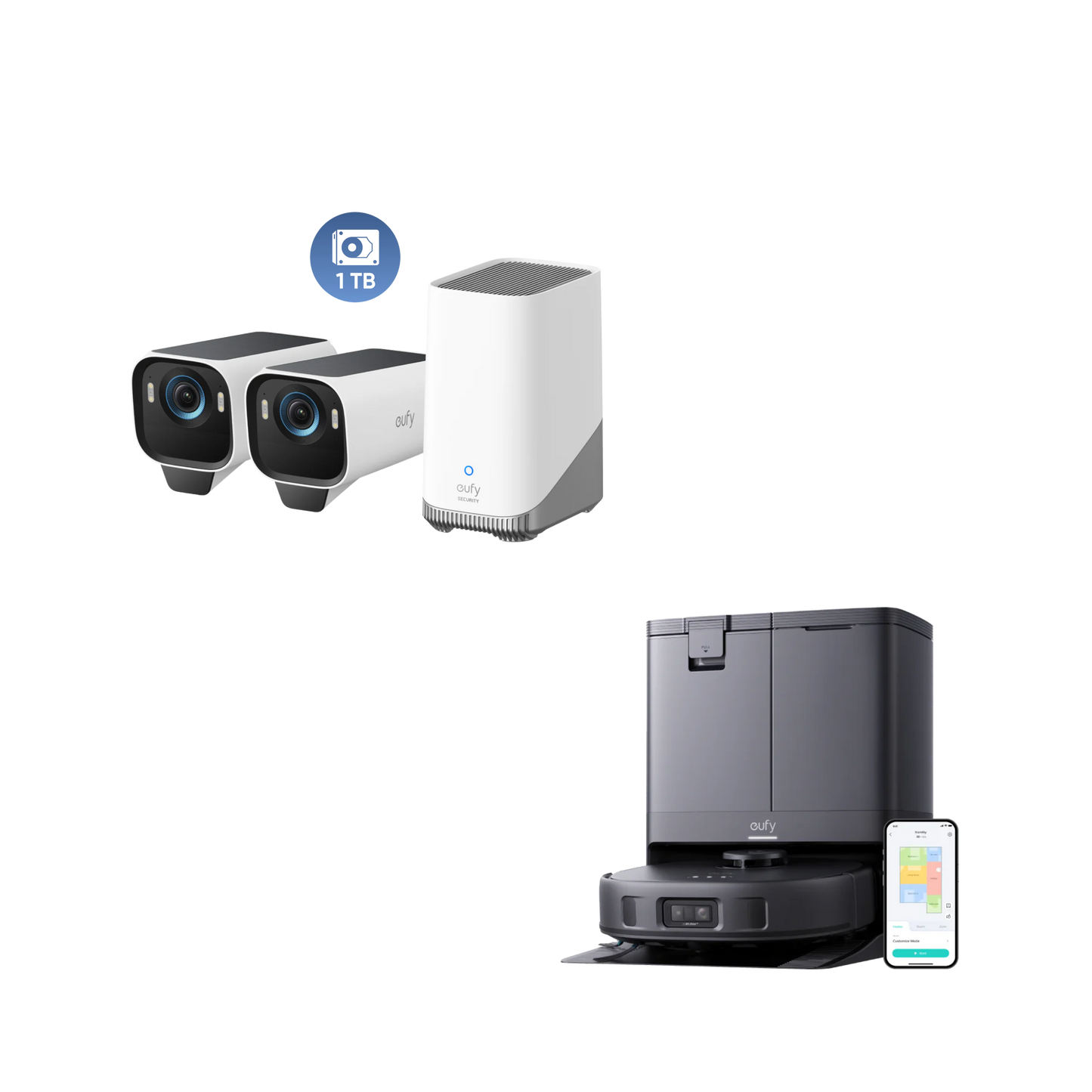 eufy X10 Pro Omni + Kit de 2 eufyCam S3 Pro + Disco Duro de 1 TB