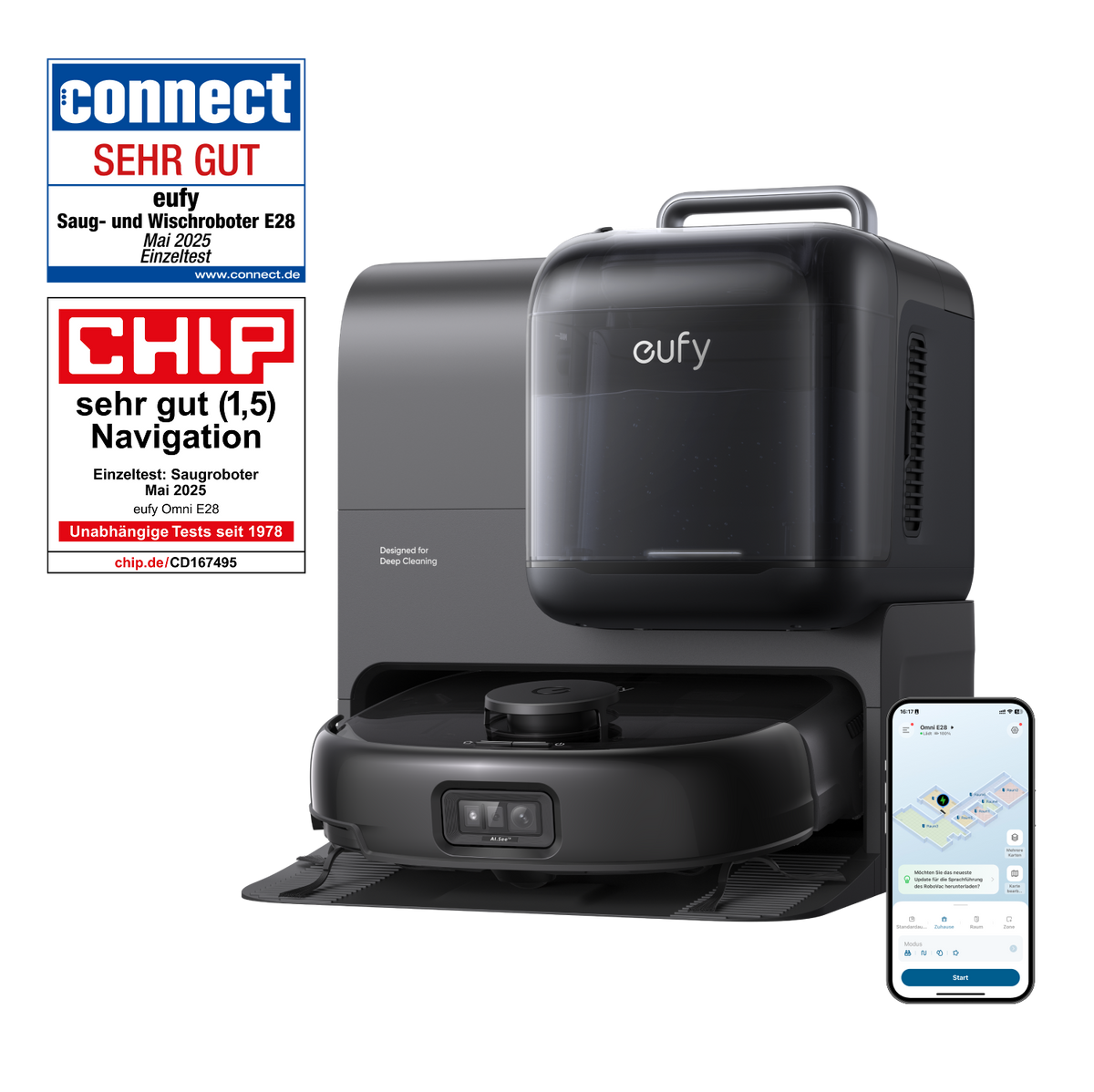 eufy Robot aspirador Omni E28 +Solución de limpieza de suelos