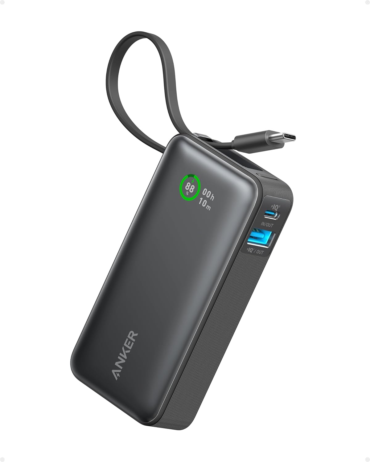Anker Nano Power Bank 10.000 mAh 30 W con Cable USB C Integrado
