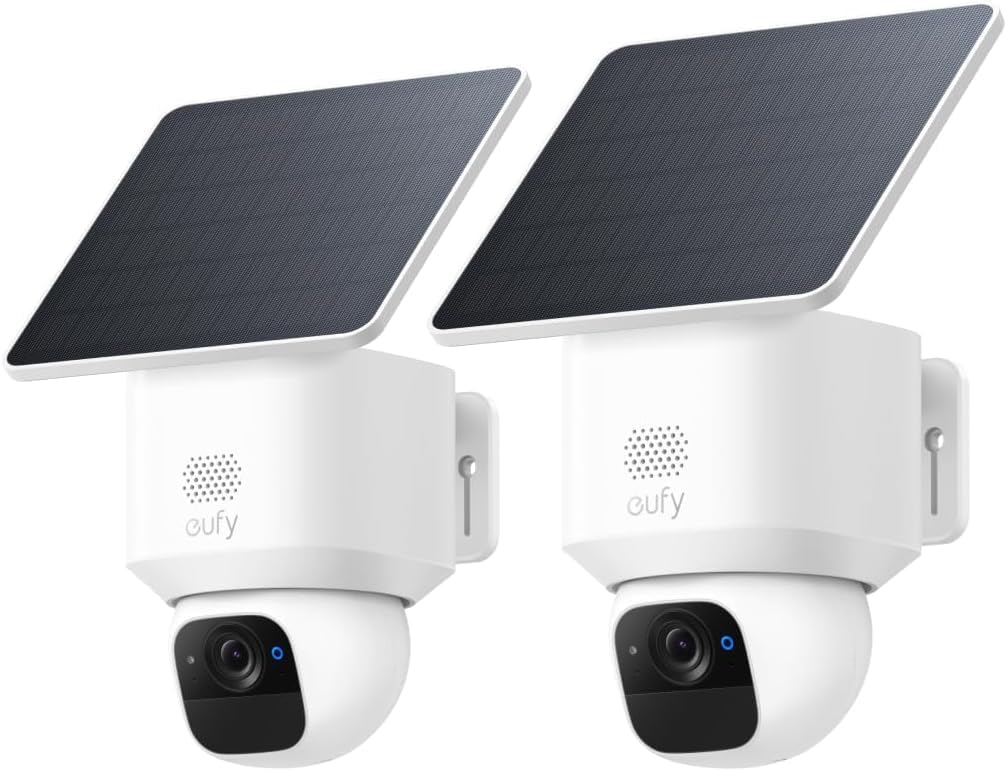 eufy by Anker SoloCam E30 Camara vigilancia WiFi Exterior, Solar 2K (Pack de 2 Cámaras)