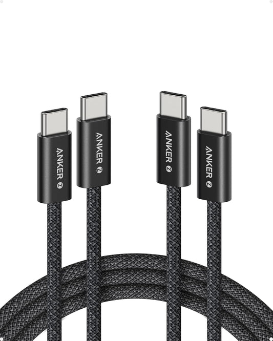 Anker Zolo 240W Cable USB C Carga Rapida, [1,8m+1,8m] PD 3.1, Nylon