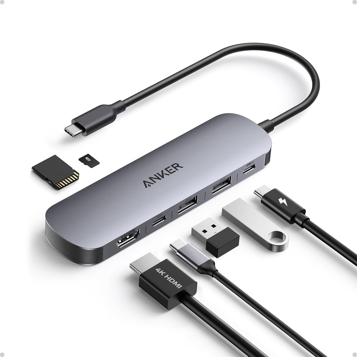 Anker Hub USB C 7 en 1, HDMI 4K 60 Hz, 100 W, SD y TF