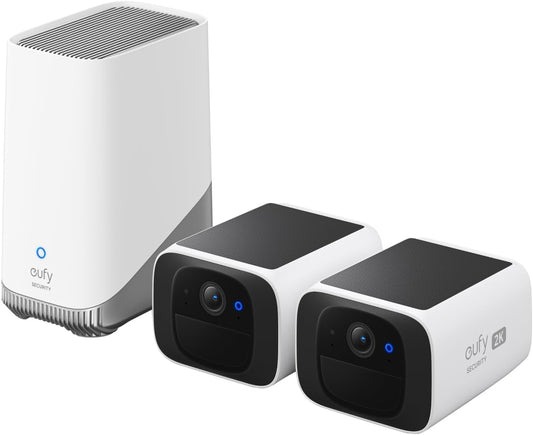 eufy Security Camara de vigilancia Exterior S220 SoloCam 2+1 Pack, resolución 2K, Sistema Solar, energía inagotable, Camara de vigilancia energía Solar, Wi-Fi de 2,4 GHz, sin cuotas mensuales