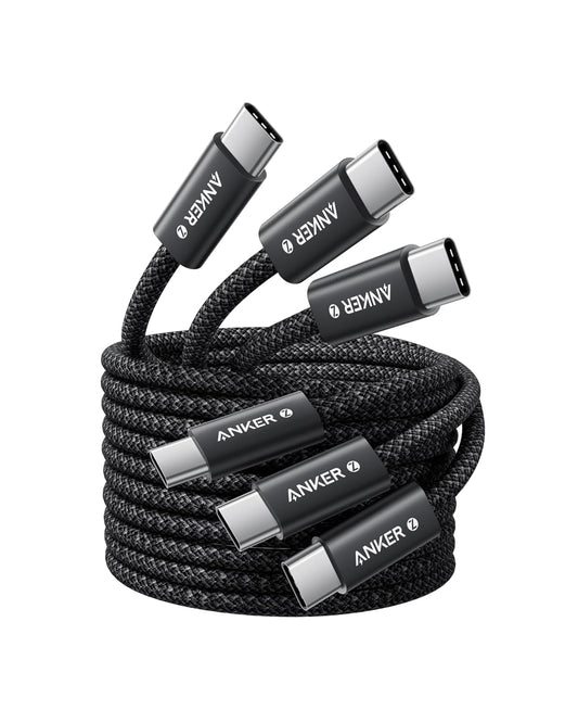 Anker Zolo 240W Cable USB C Carga Rapida, [1,5m+1,5m+1.5m] PD 3.1, Nylon