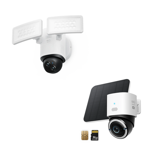 Cámara eufy 4G LTE S330 + Cámara con Foco de Luz E340