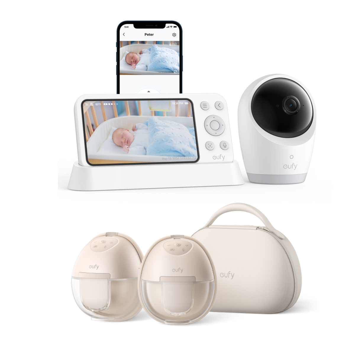 Sacaleches calefactable eufy S1 pro+Monitor de bebé eufy E21