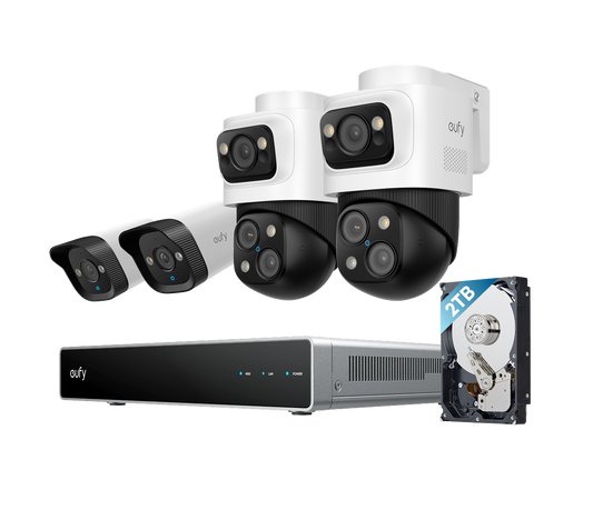 Sistema de cámaras de seguridad eufy PoE NVR S4, 2 cámaras bullet PTZ, 2 cámaras bullet