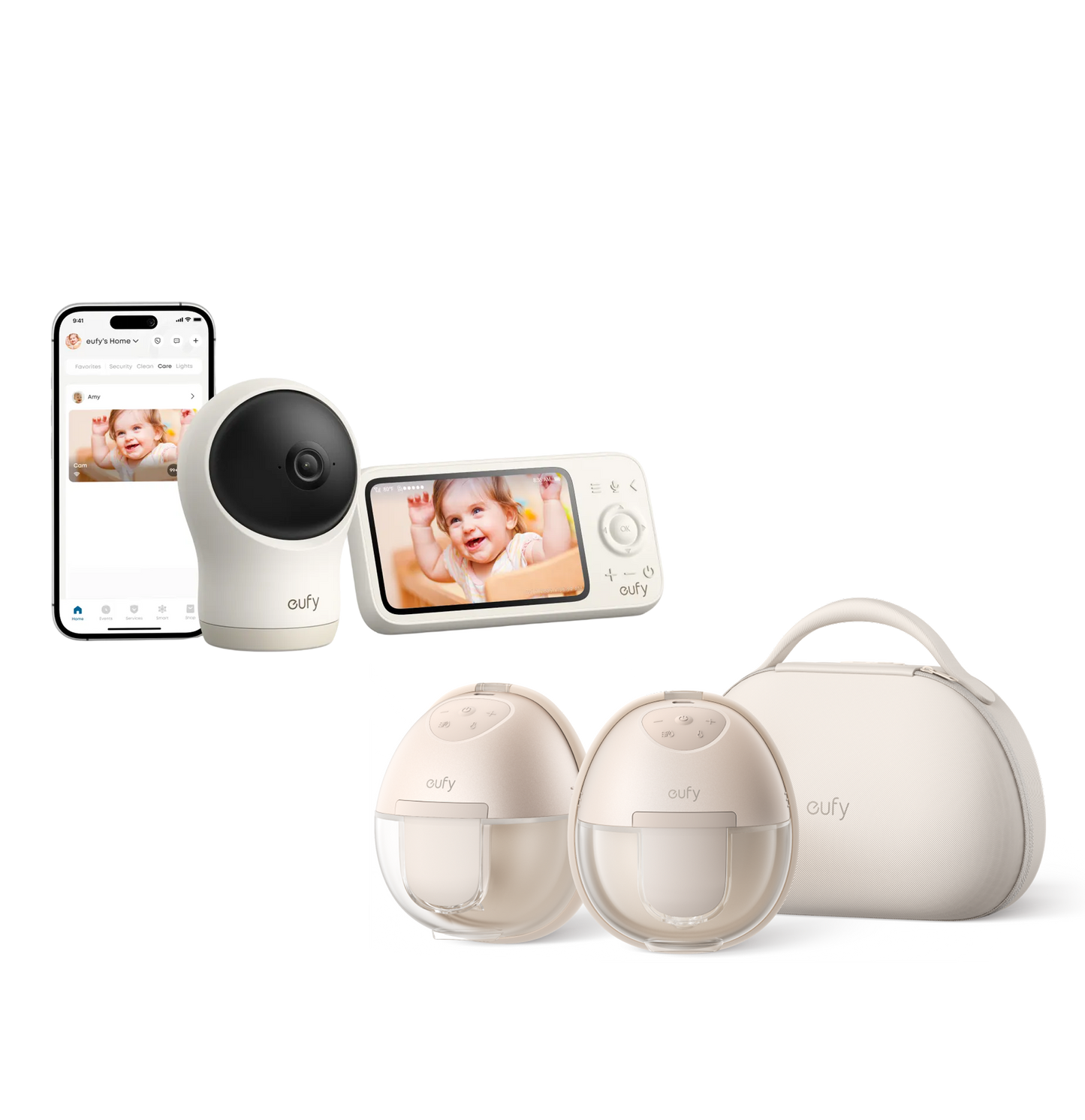 Sacaleches portátil con calefacción eufy S1 pro+Monitor de bebé eufy C10