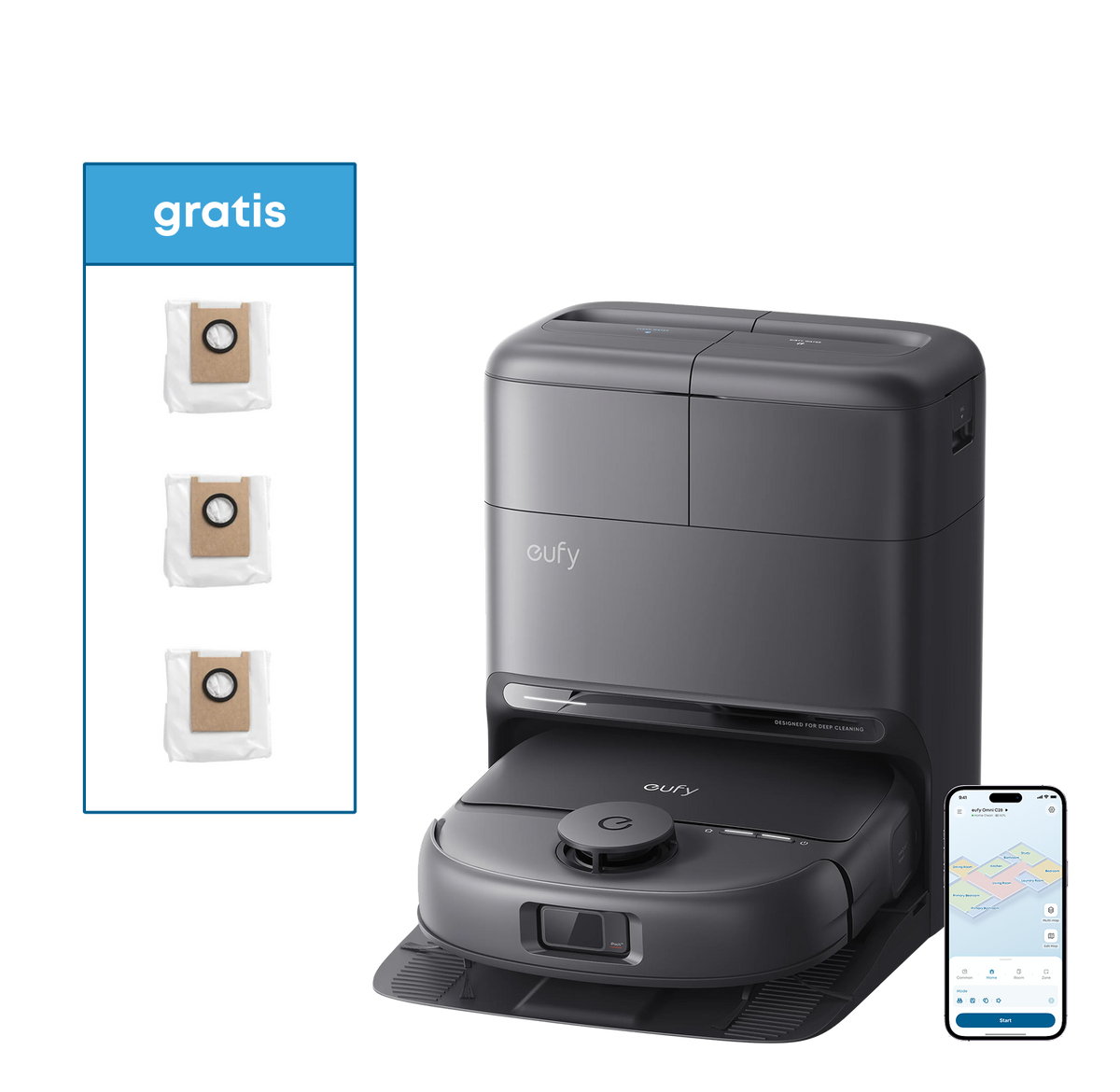 eufy C28 Omni | Robot Aspirador con Mopa Autolimpiante HydroJet