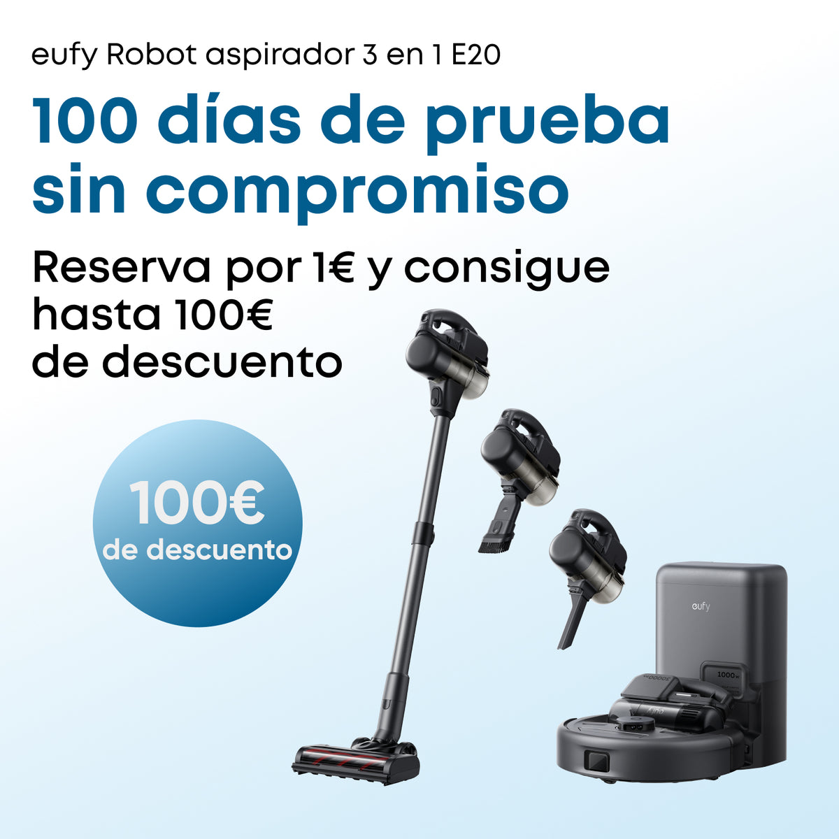 100 días de prueba sin compromiso para el eufy 3 en 1 E20