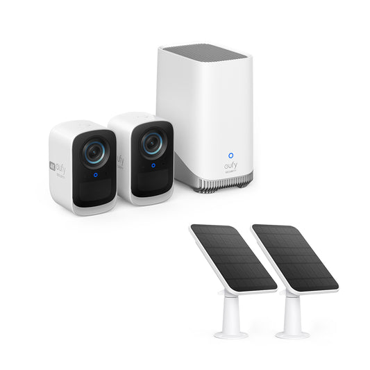 eufyCam S300 (eufyCam 3C) + Cargador de Panel Solar eufyCam (pack de 2)
