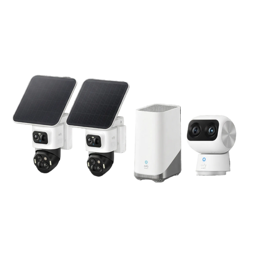 Cámara de Interior S350+eufy Security SoloCam, cámara de vigilancia para exteriores, vigilancia de 360°, sin puntos ciegos